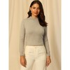 Hobemty Women's Mock Neck Blouse Ribbed Long Sleeve Basic Knitted Sweater - 2 of 4