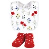 Hudson Baby Infant Girl Cotton Bib and Sock Set, Wildflower, One Size - 4 of 4