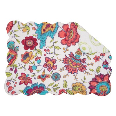 Set of 2 C&F ADALYNN Paisley Floral Quilted Cotton Rectangular Placemats 