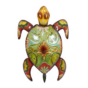 3" x 19" Coastal Metal Turtle Wall Décor - Olivia & May: Iron Artwork, Indoor Display, Keyhole Hanging - 1 of 4
