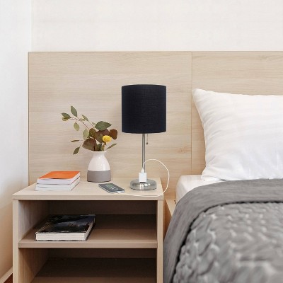 Creekwood Home Contemporary Bedside Table Lamp with Power Outlet