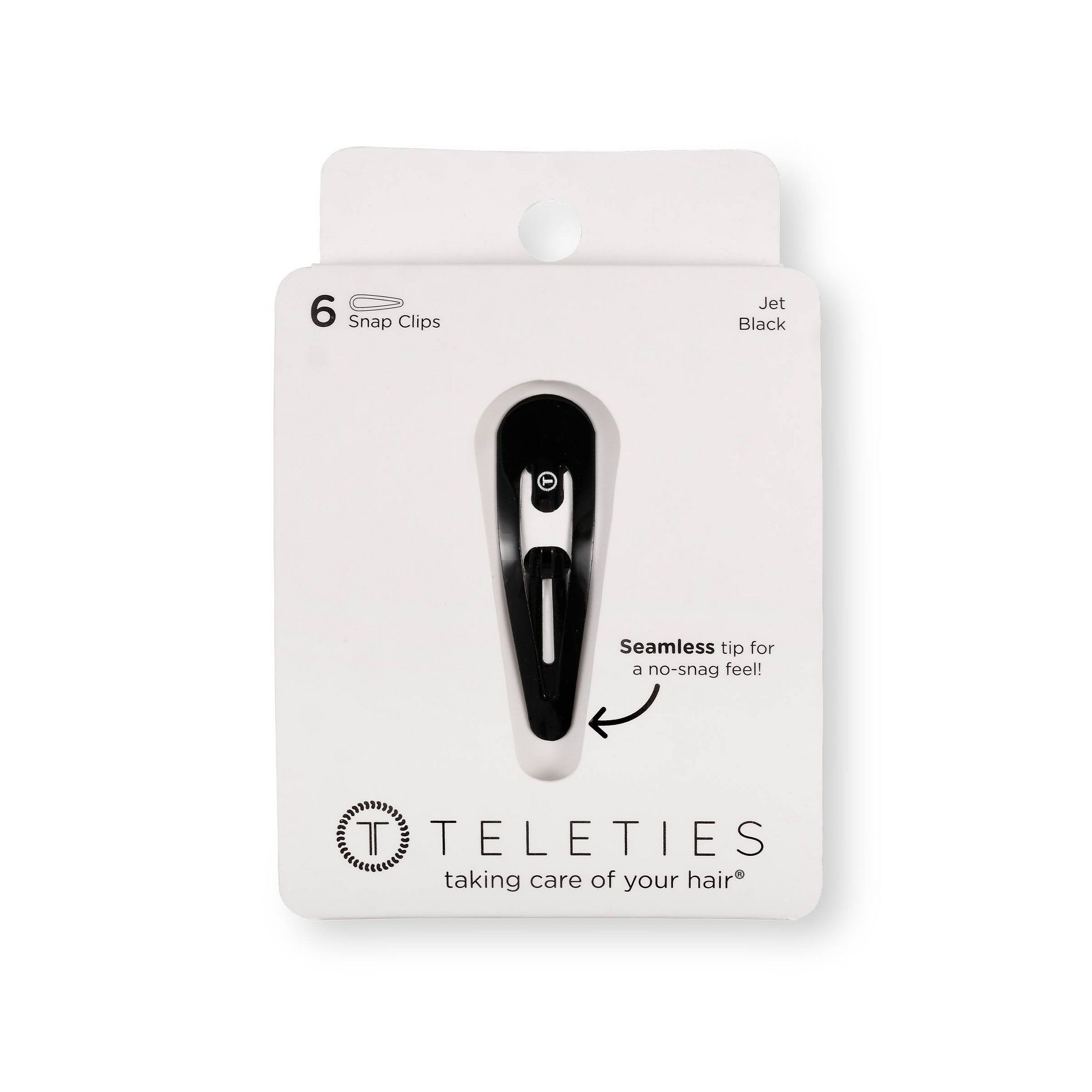 TELETIES Seamless Snap Hair Clips - Black - 6pc