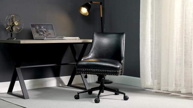 Idalia Swivel Task Chair Leather-like Fabric Desk Chair Height-adjustable Office Chair | Karat Home, 2 of 14, play video