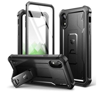 Dexnor for iPhone XR Case, [Built in Screen Protector and Kickstand] Heavy Duty Military Grade Protection Shockproof Protective Cover