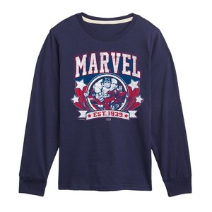 Boys' - Marvel - Collegiate Americana Long Sleeve Graphic T-Shirt - 1 of 4