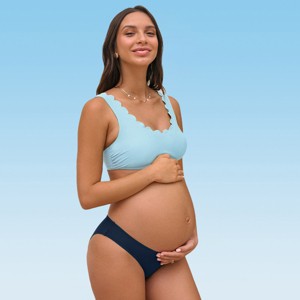 Women's Low Rise Scalloped Scoop Neck Back Hook Maternity Bikini Sets - Cupshe - 1 of 4