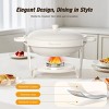 Warmounts 5QT White Maifanite-Coated Chafing Dish Buffet Set Food Warmer with Steel Lids & Holders - 2 of 4