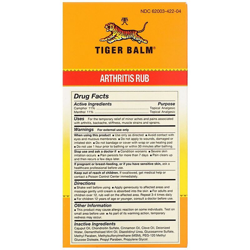 Tiger Balm Joint and Muscle Pain Relievers Arthritis Rub Cream 4 fl oz, 2 of 3