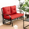 Tangkula 2-Person Outdoor Patio Glider Bench Swing Seat Bench w/ Seat & Back Cushions - 2 of 4