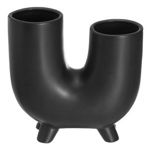 Unique Bargains Ceramics Modern Decorative U-Shaped Vase Black - 1 of 4