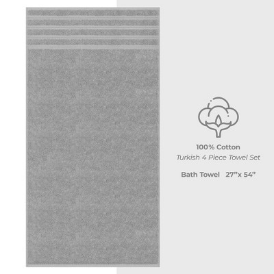 Rockridge Grey 4-Piece Turkish Cotton Bath Towel Set