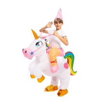 Child Unicorn Ride-On inflatable ride a unicorn costume - M (7-10yrs)