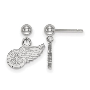 Black Bow Jewelry 14k White Gold Detroit Red Wings NHL Dangle Earrings - 1 of 3