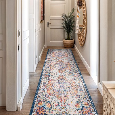 Multi-Color Distressed Bohemian Medallion Runner Rug 2'7" x 8'