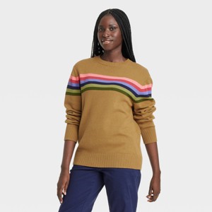 Houston White Adult Striped Crewneck Pullover Sweater - Tan - 1 of 3