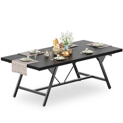 Aheaplus Farmhouse Dining Table for 8 People, 70.8-Inch Rectangular Wood Kitchen Table