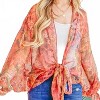 Women's Boho Front Tie Knot Dolman Sleeve Oversized Print Duster Top - And The Why L - 4 of 4