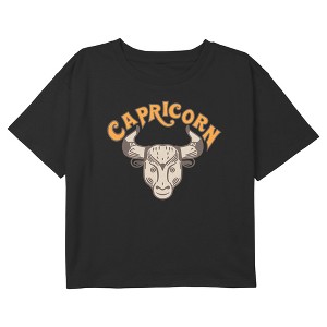 Girl's Lost Gods Zodiac Capricorn Art Symbol Crop Top T-Shirt - 1 of 3