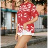 LA LEELA Women's Button Down Blouses Casual Summer Beach Party Blouses Shirt Hawaiian Blouse Short Sleeve Button Up Dress Tee Shirts - 3 of 4