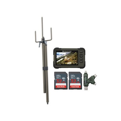 Stealth Cam Trail Camera Mount Stick with Card Viewer 32GB Memory Cards and Card Reader