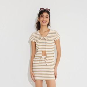 Women's Short Sleeve Jacquard Knit Tie-Front Top - Wild Fable™ - 1 of 4