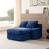 Lazy Sofa Couch Chaise Lounge Single Sofa Cloud Sleeper Sofa Corduroy/Chenille Upholstered Accent Chair Daybed, Beige/Black/Green/Blue-ModernLuxe - 3 of 4
