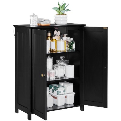 Yaheetech Free-Standing Bathroom Cabinet Double Door Kitchen Cupboard with Adjustable Shelves