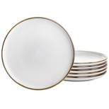 6pc Arthur Stoneware Salad Plate Set with Rim Matte White/Gold - Elama