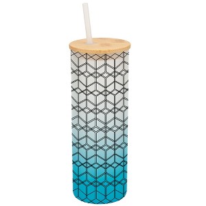 Elanze Designs Modern Diamond Geometric Pattern Wrap-Around Design 25 Ounce Frosted Gradient Glass On-The-Go Coffee Travel Skinny Tumbler Mug Cup, - 1 of 1