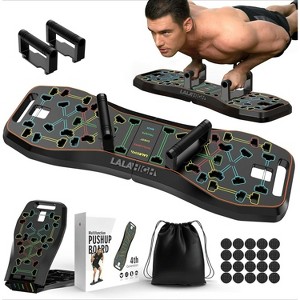 Foldable Push Up Board Set, Portable Home Gym with Ab Roller Wheel & Resistance Bands for Full Body Workout - 1 of 4