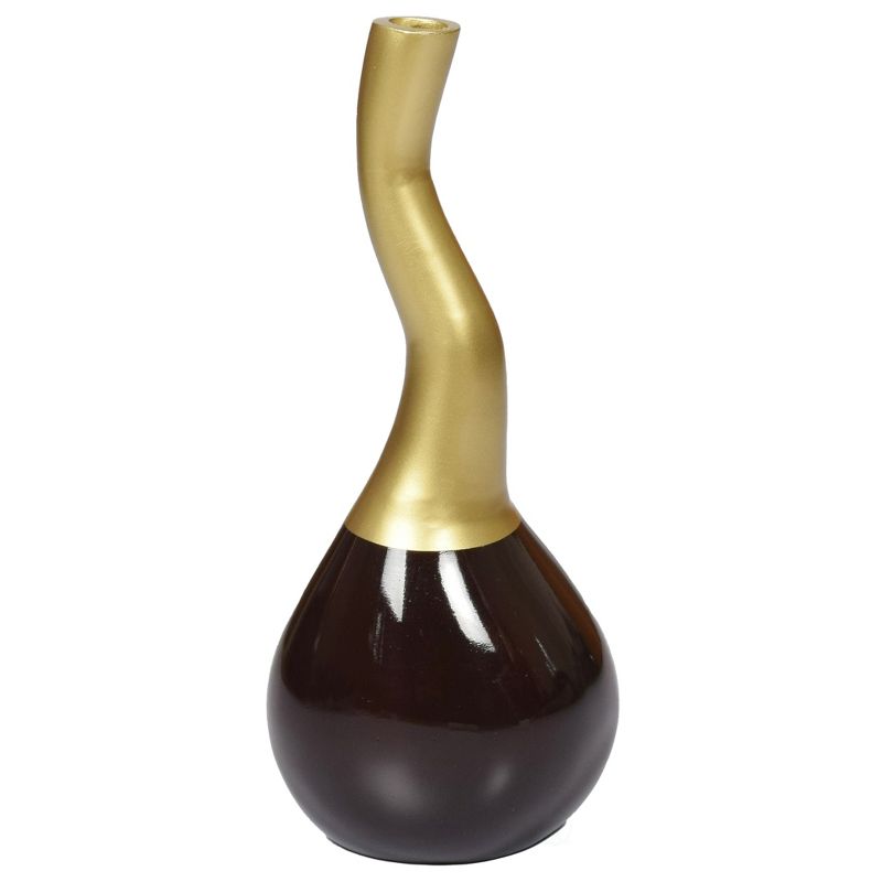 Uniquewise Decorative Modern Table Flower Vase Aluminium-Casted, Two Tone Brown and Gold 10 Inch, 4 of 5
