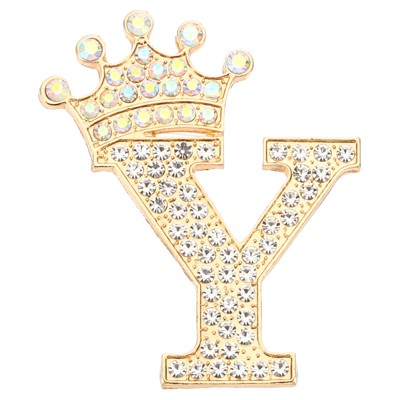 Unique Bargains Women Rhinestone Initial Alphabet Badges Pins and Clips