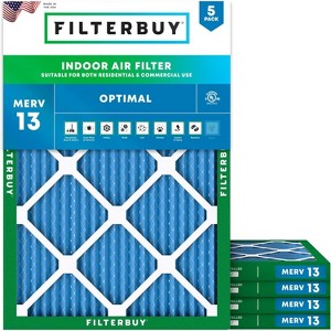 Filterbuy 20x27x1 Air Filter (5-Pack), Pleated MERV 13 Health Defense Replacement HVAC AC Furnace Filters (Actual Size: 20.00 x 27.00 x 0.75) - 1 of 4