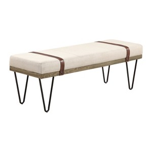 Simple Relax Fabric Upholstered Accent Bench in Beige and Black - 1 of 4