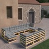 vidaXL Patio Furniture Set 10 Piece Outdoor Sectional Sofa Solid Wood Pine - Natural With Cushions - 2 of 4