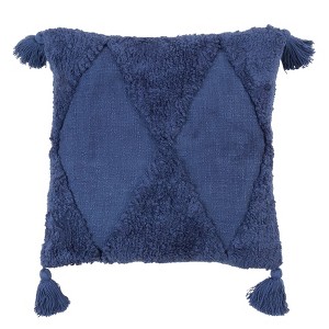 Saro Lifestyle Saro Lifestyle Tassel Design Tufted Diamond Pillow Cover - 1 of 3