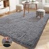 Gray Shag Area Rug, Ultra Soft 1.7" Plush, Non-Slip with Adhesive Pads, for Bedroom or Living Room - 2 of 4