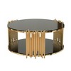 MAYEERTY Modern Minimalist Stainless Steel Round Coffee Table, Black Tempered Glass Countertop, Living Room - 2 of 4
