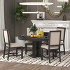 Farmhouse Dining Sets Round, Dining Table Set For 4, Dining Set Solid Wood With 4 Upholstered Chairs, Extendable Dining Table Set-Cuddlewood - 2 of 4