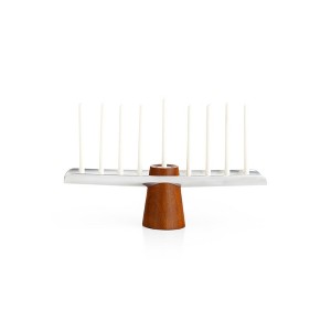 nambe Classic Menorah, Hanukkah Menorah and Candle Holder, Made of Acacia Wood and Silver Plate, 14-Inch, Designed by Neil Cohen - 1 of 3