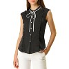 Allegra K Women's Cute Tie Neck Sleeveless Ruffle Button Down Chiffon Summer Shirt - 3 of 4