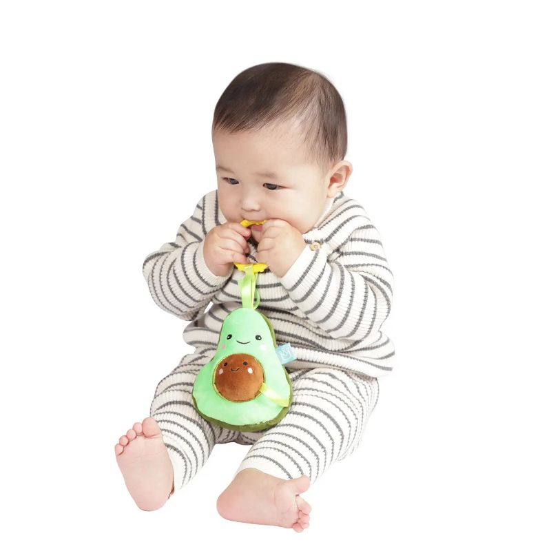 Manhattan Toy Mini-Apple Farm Avocado Baby Travel Toy with Rattle, Chime, Crinkle Fabric & Teether Clip-on Attachment, 5 of 12