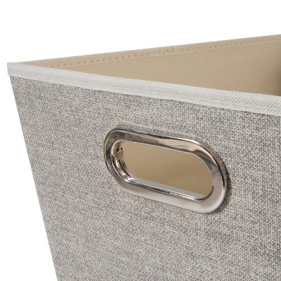 Beige Faux Jute Large Grommet Storage Bin