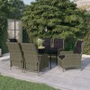 vidaXL Patio Dining Set Outdoor Dining Set Table and Chair Set for Garden - Brown 55.1" Table Length 6 Items - 2 of 4