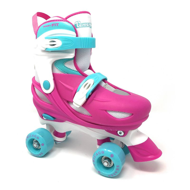 Chicago Skates Adjustable Kids' Quad Roller Skate - Pink/White, 5 of 7