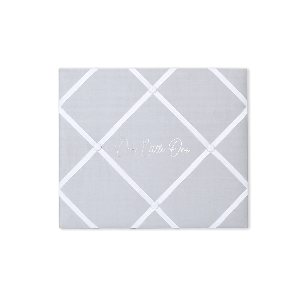 16" x 19" Our Little One Memo Board - New View: Modern Fabric Picture Frame Collage, Wall Mounted Photo Display
