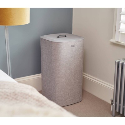 Gray 60L Dual Compartment Laundry Basket with Lid