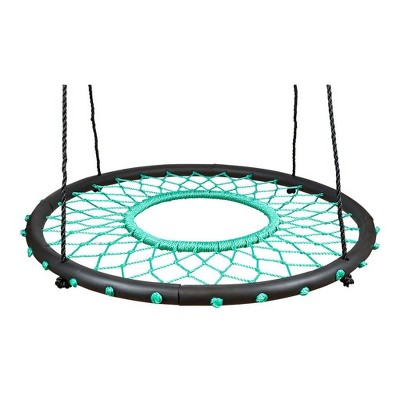 Swinging Monkey Giant 40 Inch Diameter 400 Pound Weight Capacity Tarzan Spider Web Fabric Outdoor Tree Saucer Swing, Teal