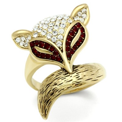 Slickblue IP Gold Ion Plated Brass Ring with Multi-Color Simulated Crystal - Women's Fashion Jewelry, Size 5-10