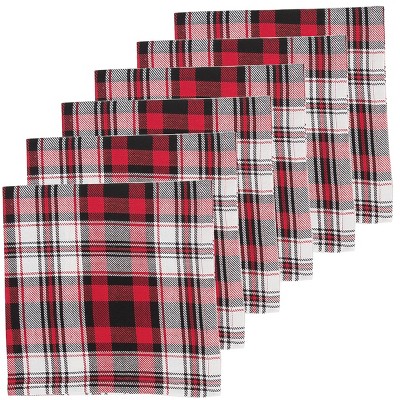 Fireside Plaid Red and Black Cotton Thanksgiving Napkin Set of 6